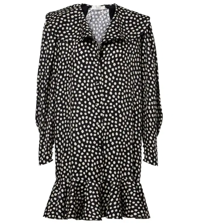 Chloé Polka-dot silk jacquard minidress