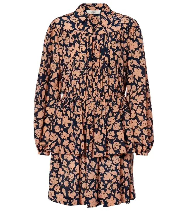 Chloé Floral gathered silk minidress Chloé Floral gathered silk minidress