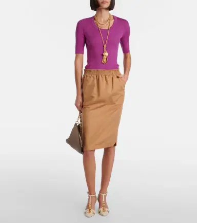 Chloé Chloé Cotton and linen gabardine pencil skirt | Thumbnail 2