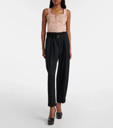 Chloe Chloé Belted pleated virgin wool tapered pants | Thumbnail 4