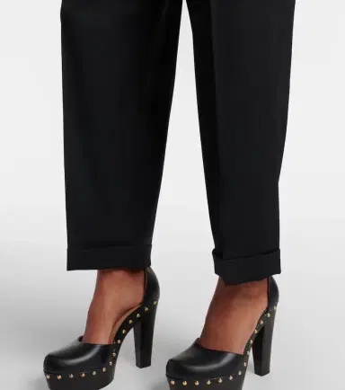 Chloe Chloé Belted pleated virgin wool tapered pants | Thumbnail 6