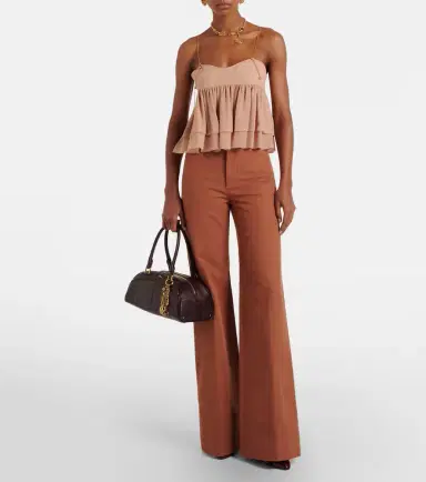 Chloé Chloé High-rise cotton canvas flared pants | Thumbnail 4