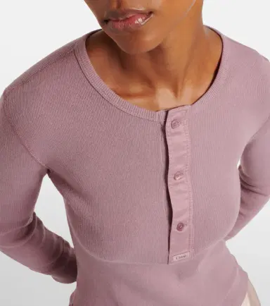 Chloé Chloé Ribbed-knit cotton Henley shirt | Thumbnail 3 Chloé Chloé Ribbed-knit cotton Henley shirt | Thumbnail 3