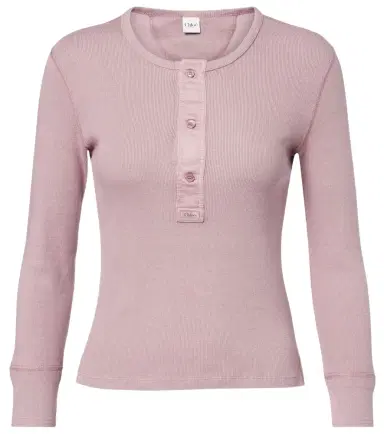 Chloé Chloé Ribbed-knit cotton Henley shirt | Thumbnail 1 Chloé Chloé Ribbed-knit cotton Henley shirt | Thumbnail 1