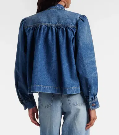 Chloe Chloé Gathered embellished denim jacket | Thumbnail 3 Chloe Chloé Gathered embellished denim jacket | Thumbnail 3