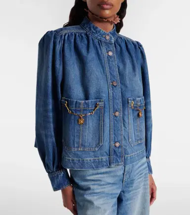 Chloe Chloé Gathered embellished denim jacket | Thumbnail 7 Chloe Chloé Gathered embellished denim jacket | Thumbnail 7
