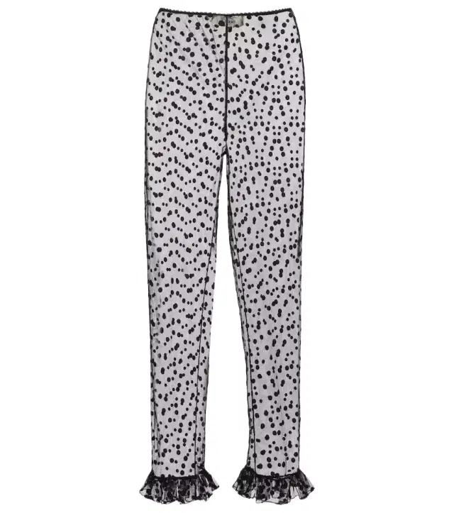 Chloé Polka-dot cotton-blend tulle straight pants