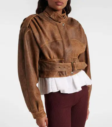 Chloé Chloé Cropped leather biker jacket | Thumbnail 3