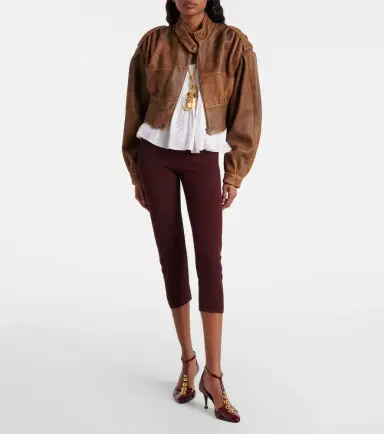 Chloé Chloé Cropped leather biker jacket | Thumbnail 4