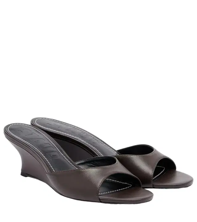 Staud Brigitte leather wedge mules