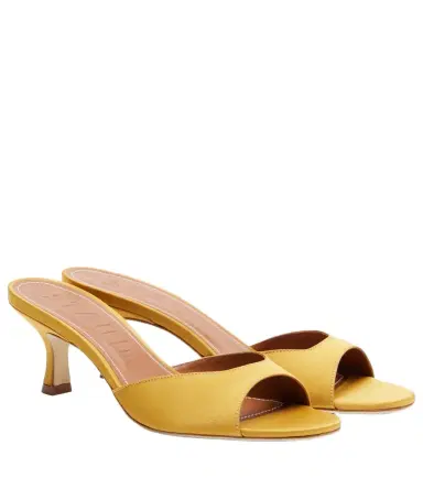 Staud Brigitte leather-trimmed mules | Thumbnail 1