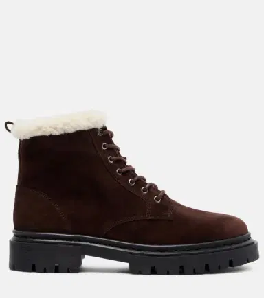 Staud Henry shearling-lined suede combat boots | Thumbnail 4