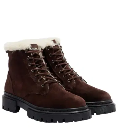 Staud Henry shearling-lined suede combat boots | Thumbnail 1