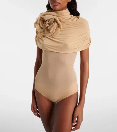 Magda Butrym Floral-appliqué caped jersey bodysuit | Thumbnail 4 Magda Butrym Floral-appliqué caped jersey bodysuit | Thumbnail 4