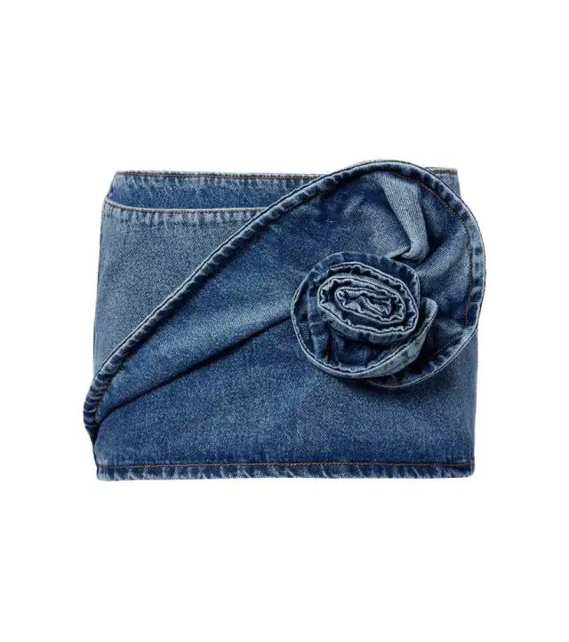 Magda Butrym Floral-appliqué denim miniskirt