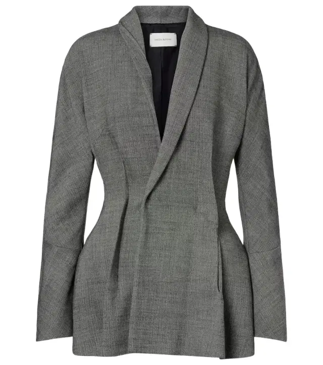 Draped wool-blend blazer