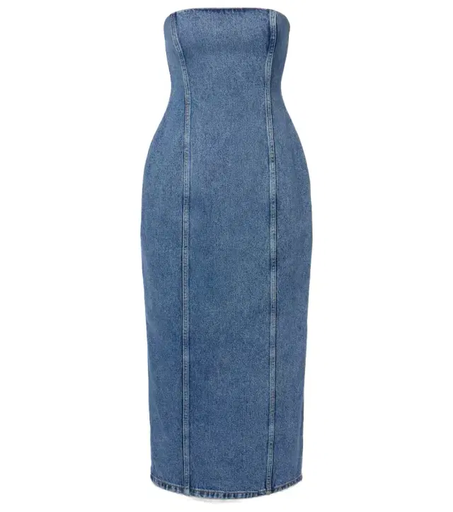 Magda Butrym Strapless denim bustier dress