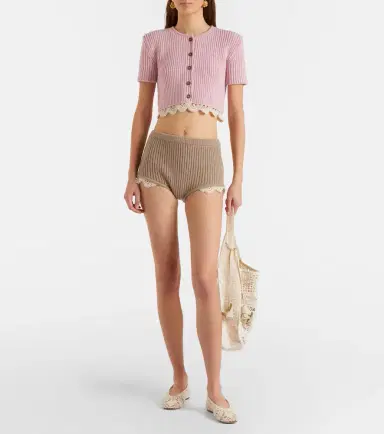Magda Butrym Crochet-trimmed cashmere shorts | Thumbnail 2