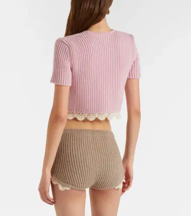 Magda Butrym Crochet-trimmed cashmere shorts | Thumbnail 3