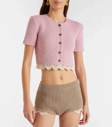 Magda Butrym Crochet-trimmed cashmere shorts | Thumbnail 5