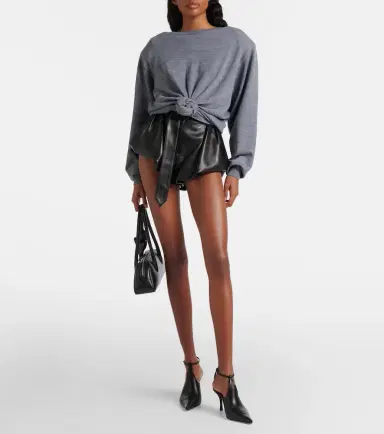 Magda Butrym Belted high-rise leather micro shorts | Thumbnail 3 Magda Butrym Belted high-rise leather micro shorts | Thumbnail 3