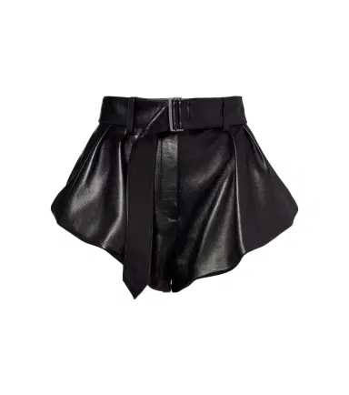 Magda Butrym Belted high-rise leather micro shorts | Thumbnail 1 Magda Butrym Belted high-rise leather micro shorts | Thumbnail 1