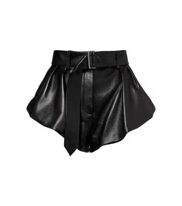 Belted high-rise leather micro shorts