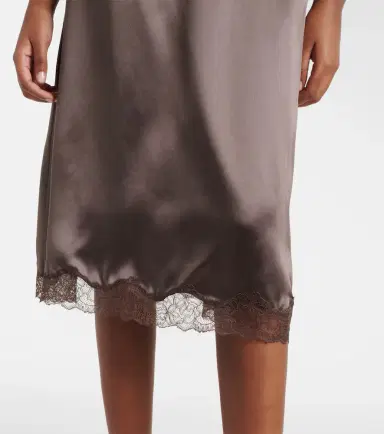 Magda Butrym Lace-trimmed silk satin slip skirt | Thumbnail 4