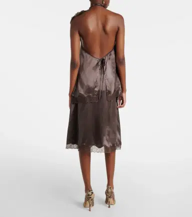 Magda Butrym Lace-trimmed silk satin slip skirt | Thumbnail 5