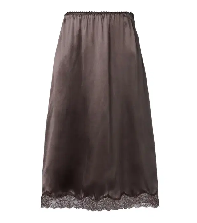 Lace-trimmed silk satin slip skirt