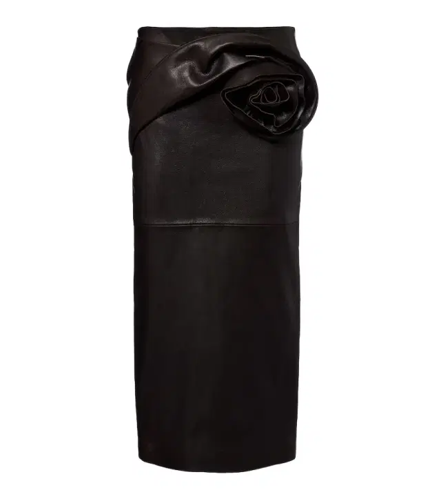 Magda Butrym Floral-appliqué leather midi skirt