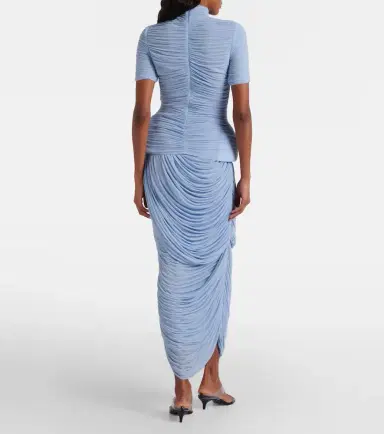 Magda Butrym Draped ruched jersey midi skirt | Thumbnail 4
