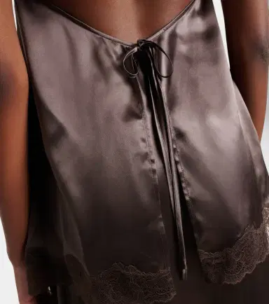 Magda Butrym Floral-appliqué lace-trimmed silk satin top | Thumbnail 4
