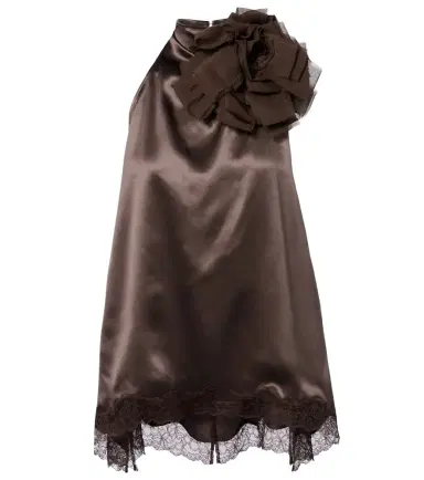 Magda Butrym Floral-appliqué lace-trimmed silk satin top | Thumbnail 1