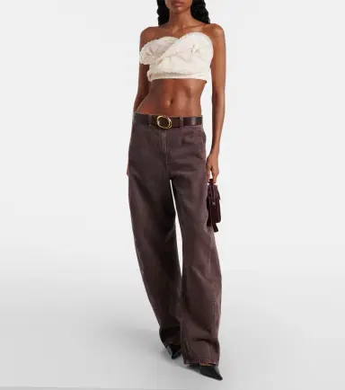Magda Butrym Ruffled cotton and silk bandeau top | Thumbnail 3