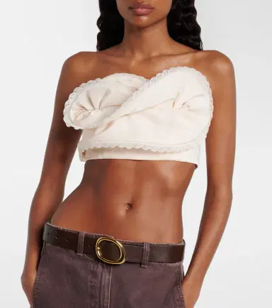 Magda Butrym Ruffled cotton and silk bandeau top | Thumbnail 4
