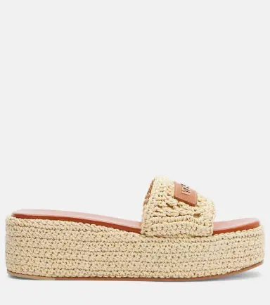 Versace Logo raffia platform espadrille slides | Thumbnail 2 Versace Logo raffia platform espadrille slides | Thumbnail 2
