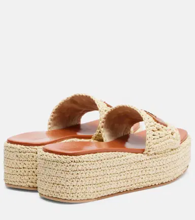 Versace Logo raffia platform espadrille slides | Thumbnail 4 Versace Logo raffia platform espadrille slides | Thumbnail 4