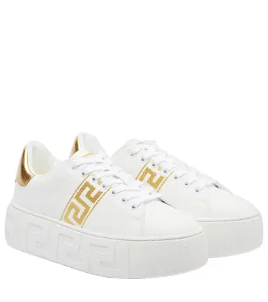 Versace Greca embroidered sneakers | Thumbnail 1 Versace Greca embroidered sneakers | Thumbnail 1
