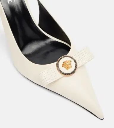 Versace Gianni Ribbon 85 leather slingback pumps | Thumbnail 3