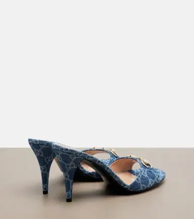 Gucci Horsebit GG denim mules | Thumbnail 4