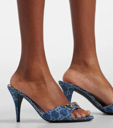 Gucci Horsebit GG denim mules | Thumbnail 6