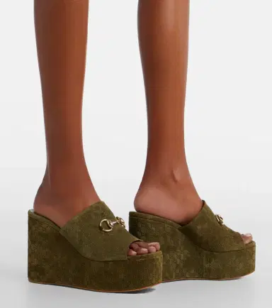Gucci Horsebit GG suede wedge mules | Thumbnail 6 Gucci Horsebit GG suede wedge mules | Thumbnail 6