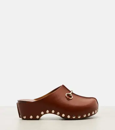 Gucci Horsebit studded leather platform clogs | Thumbnail 3