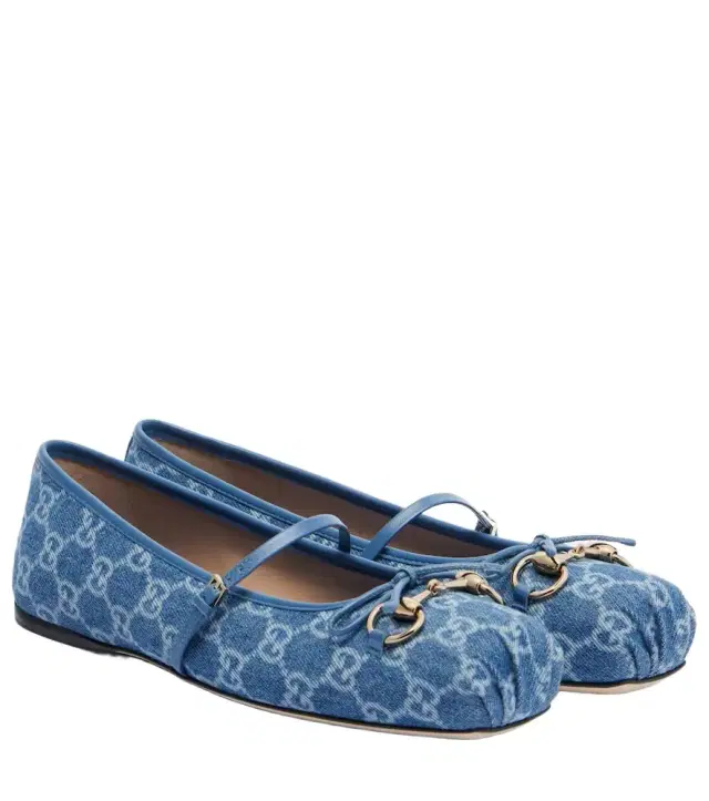Horsebit GG denim ballet flats