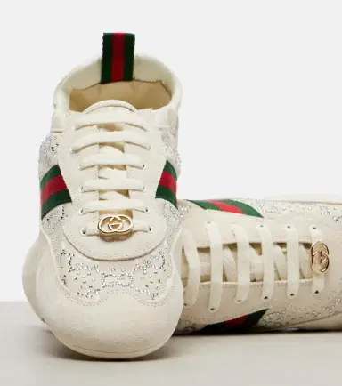 Gucci Shift embellished suede-trimmed sneakers | Thumbnail 3 Gucci Shift embellished suede-trimmed sneakers | Thumbnail 3