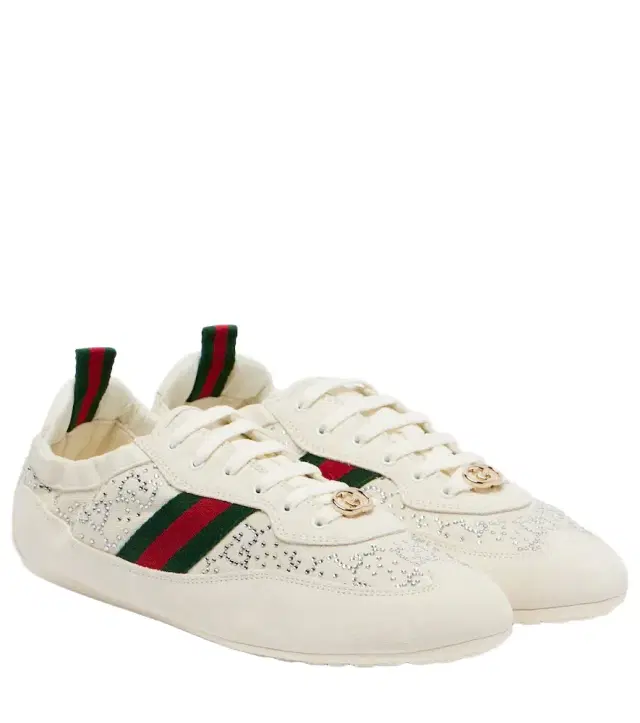 Shift embellished suede-trimmed sneakers