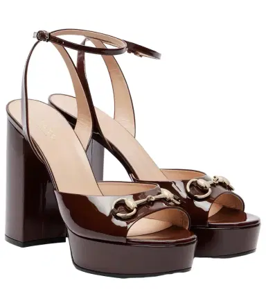 Gucci Lady Horsebit 85 patent leather sandals | Thumbnail 1 Gucci Lady Horsebit 85 patent leather sandals | Thumbnail 1