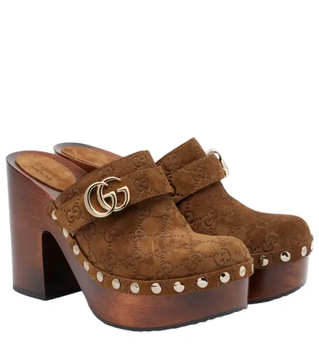 Gucci Double G GG suede clogs
