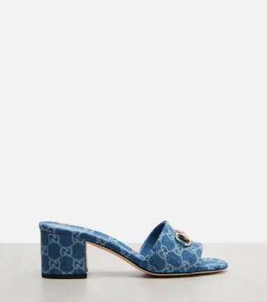 Gucci Horsebit GG denim sandals | Thumbnail 2
